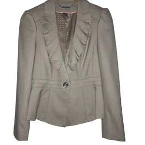 White House Black Market Tan Ruffle Blazer Size 0
